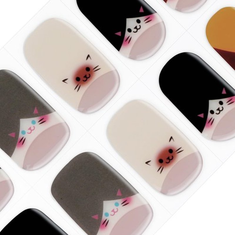 GelMala Gel Nail Strips Cute French Design with Kitty French Tip Gel Nail Stickers, Long Lasting, Easy to Apply & Remove -Gel Nail Strips for Nails Manicure Nail Wraps，Easy for begginners (Kittens)