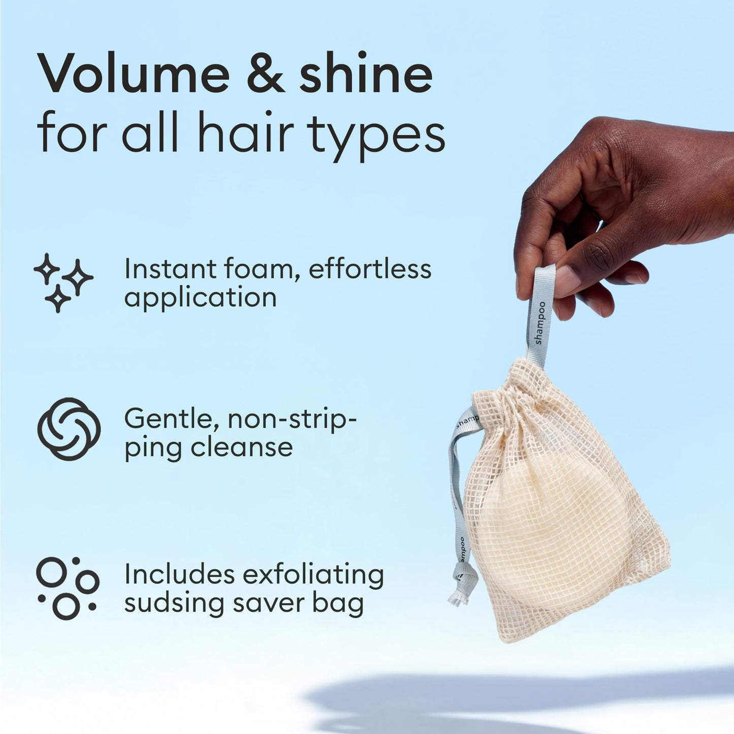 Vove Shampoo Bar Set (2 Bars + Storage Bag) - Sulfate Free Solid Shampoo for Hair Growth & Strength - Rice Protein, Ginseng & Squalane - Vanilla Cedar Scent - Plastic Free, pH Balanced, Color Safe