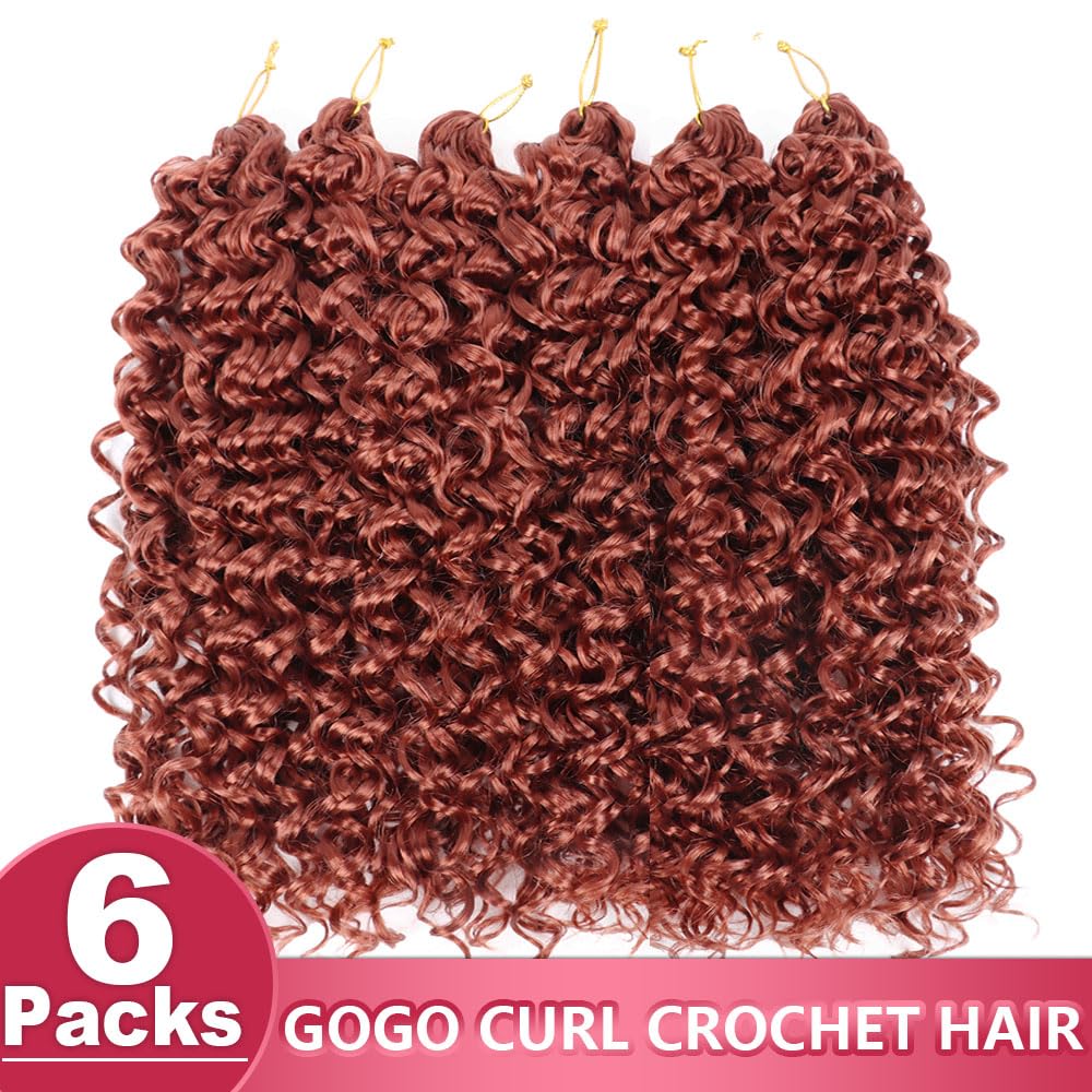 GoGo Curl Crochet Hair 8Inch 6Packs Water Wave Crochet Hair GoGo Curly Crotchet Braiding Hair (8 Inch (Pack of 6), 350#)