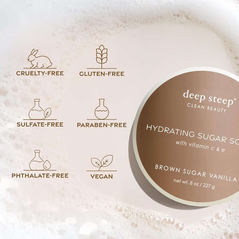 Deep Steep Sugar Scrub - Lilac Blossom Exfoliating Body Scrub with Organic Oils | 8 oz for Smooth, Nourished Skin