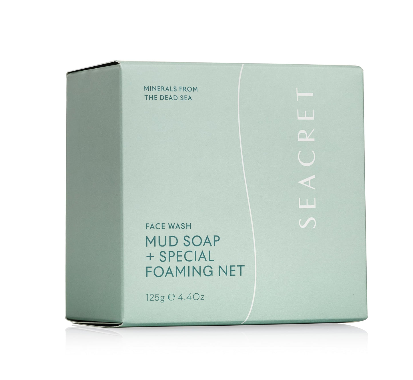 SEACRET Dead Sea Mud Soap Bar & Foaming Net - Deep Pore Purifying & Refining Facial Cleanser with Minerals and Witch Hazel, Natural Spa Bar for Normal to Oily Skin, Fragrance-Free, 4.4 Oz / 125 g
