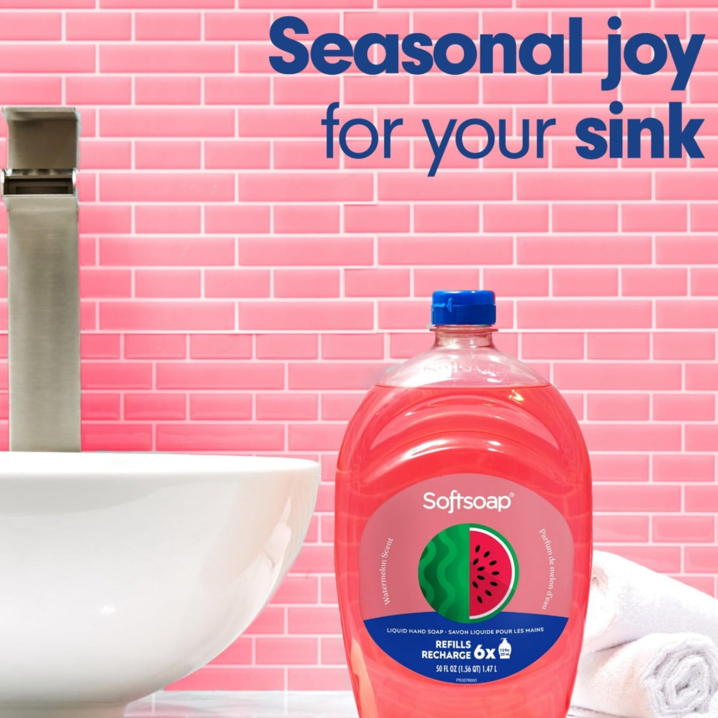 Softsoap Limited Edition Seasonal Scents | Extra Large Refill Bottles, 100 FL Oz Total, 2-50 Fl Oz Bottles for Refilling Liquid Hand Wash (Watermelon)