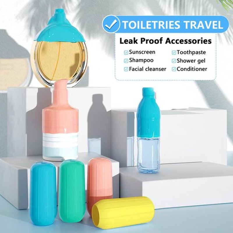 8 Pack Silicone Bottle Covers,Elastic Sleeves for Leak Proofing,Travel Essentials for Women Men,Reusable Accessories Luggage for Travel Size Toiletries,Cruise Ship Essentials, Travel Must Haves