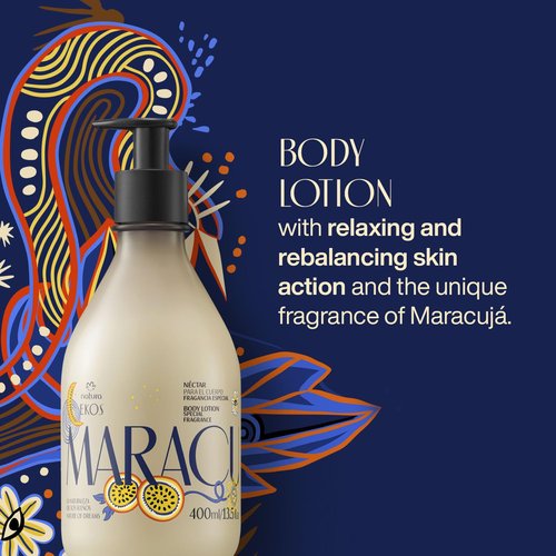 natura - Ekos Maracujá Nature of Dreams Body Lotion - Calming Lotion - 24 Hours of Hydration - Essential Fatty Acids - Vegan Skin Care - Brazilian Beauty Secrets - Body Care - 13.5 fl oz (400ml)