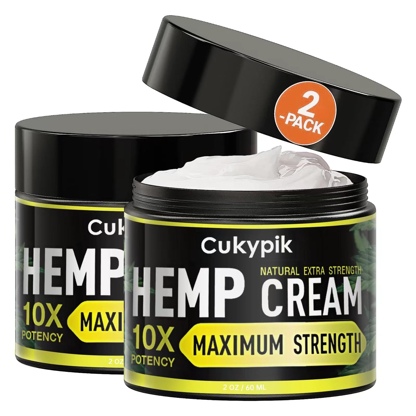 JUYIHEAL 2 Pack Hemp Cream - Hemp Oil & Arnica Cream，All Natural Instant Menthol 2oz
