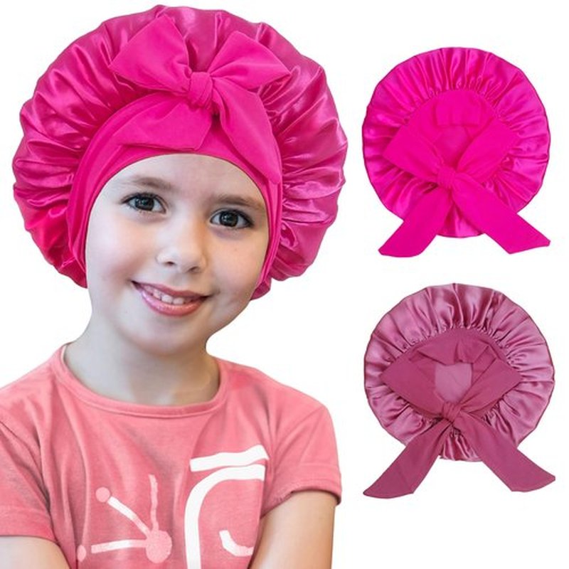 choshion 2 PCS Kids Bonnets for Girls, Silk Bonnet for Kids, Bonnet for Kids, Satin Bonnet for Sleeping, Baby Toddler Tie Bonnet Sleep Cap Bonnet for Curly Hair Braids