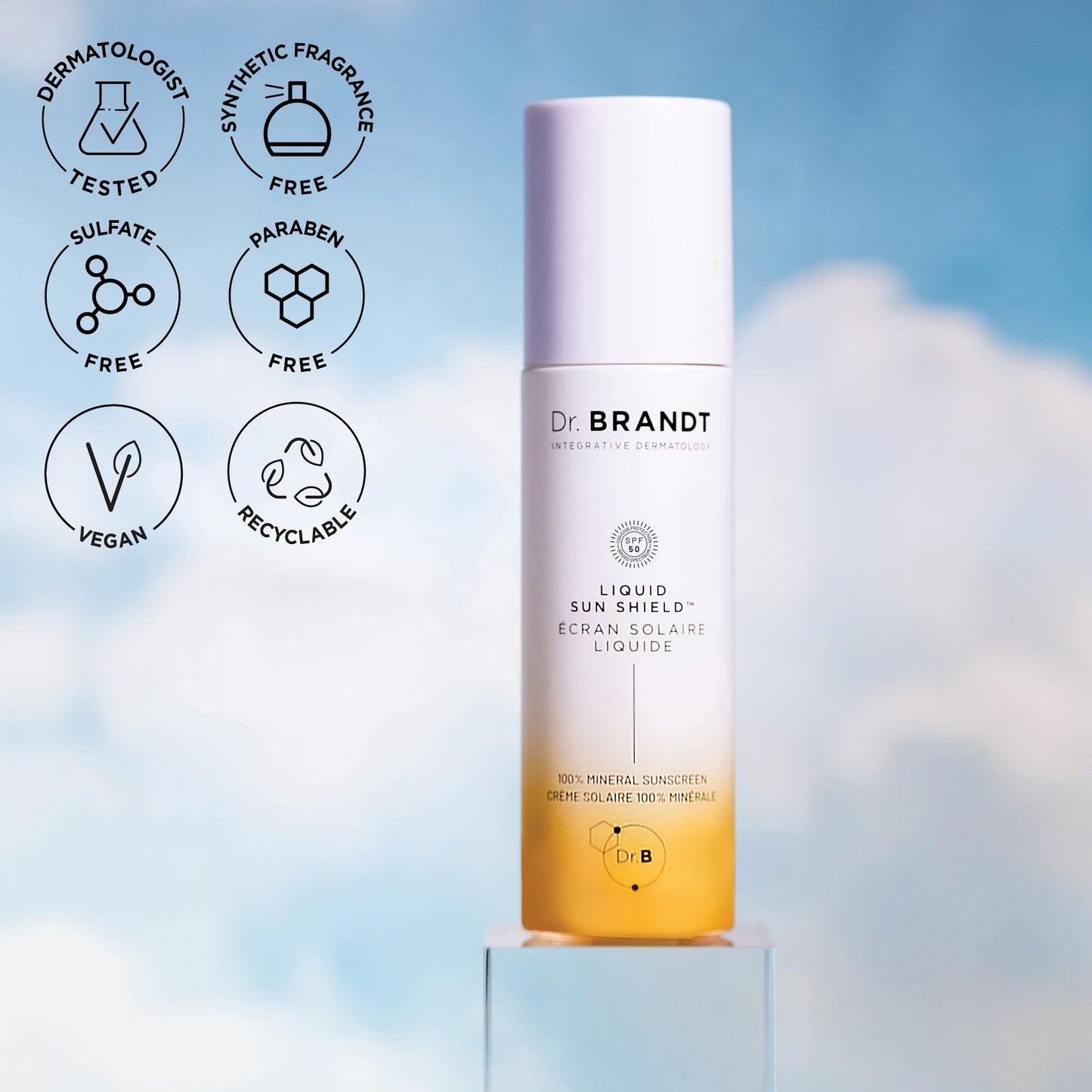 Dr. Brandt Bright This Way Liquid Sun Shield - 100% Mineral SPF 50 Sunscreen - Lightweight Lotion with Invisible Finish - 1.7 fl oz, Pack of 2