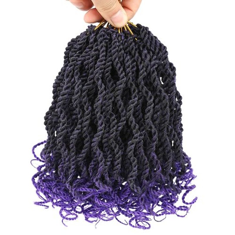 Kachanaa 8 Inch Senegalese Twist Crochet Hair for Black Women 8 Pack Pre Looped Crochet Braids With Curly Ends Pre Twisted Crochet Small Hair Synthetic Havana Twist Braiding Hair for Kids Tpurple#