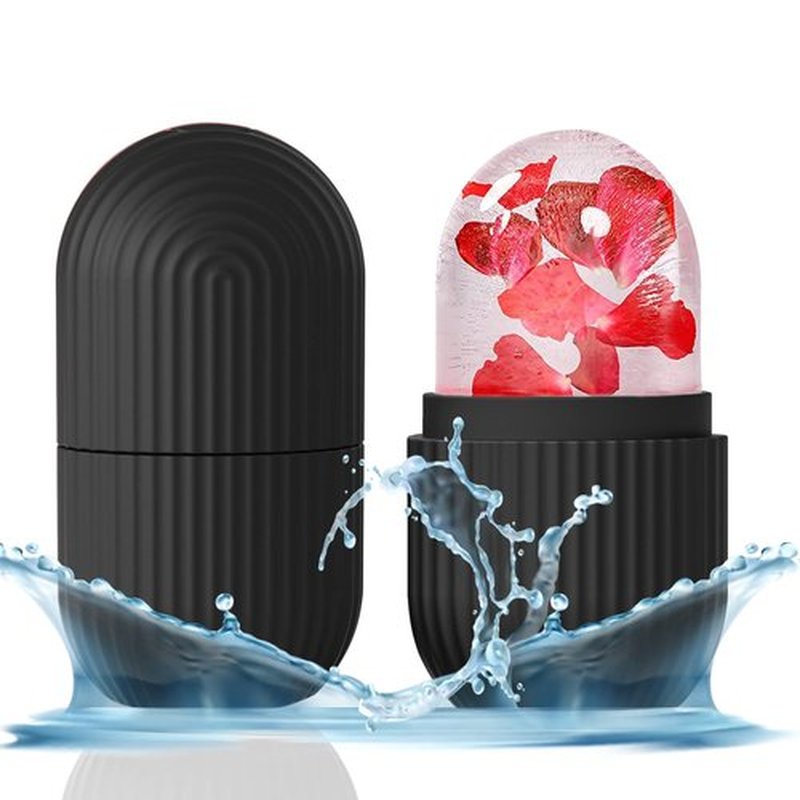 KOGITI Ice Mold for Face, Ice Roller for Face & Eye, Beauty Facial Ice Rollers Ice Holder Mold Face Puffiness Relief Massage Skin Care Tools, Ice Facial Cube (Black)