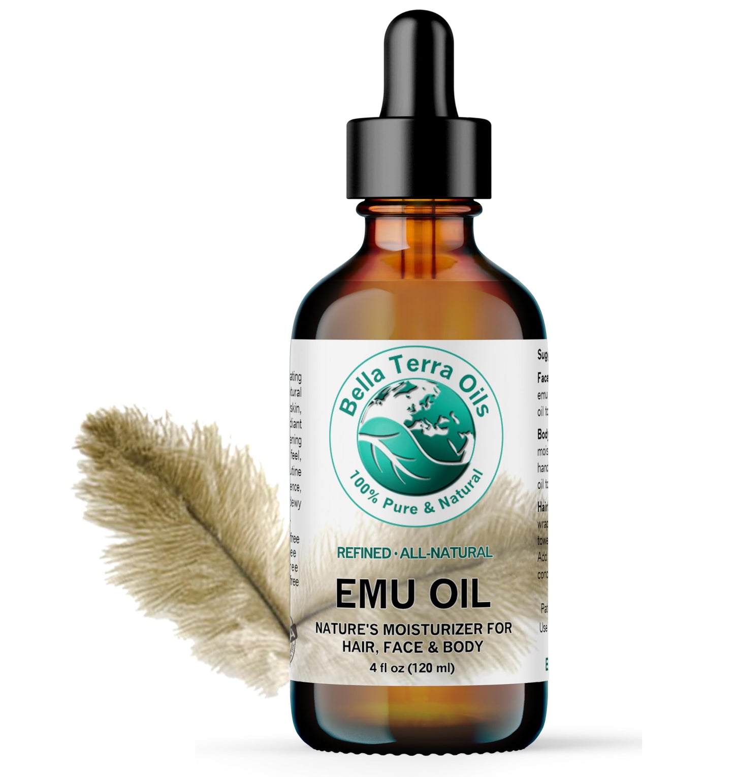 Bella Terra Oils - Emu Oil 8 oz - Australian Legacy, Famed for Omega-3, Omega-6 & Omega-9, The Natural Secret to Radiant Skin