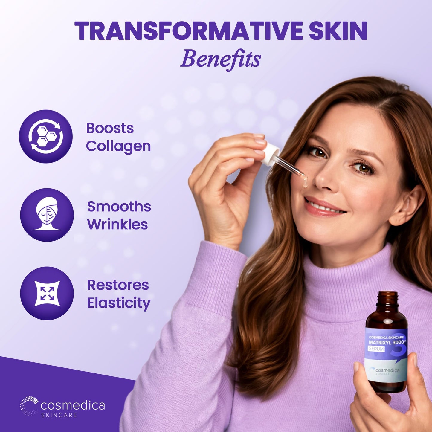Cosmedica Skincare Peptide Serum with Matrixyl 3000 & Hyaluronic Acid | Firming & Hydrating Anti-Aging Serum for Face & Neck | Collagen Boosting Serum for Wrinkles, Fine Lines & Sagging Skin | 2 oz