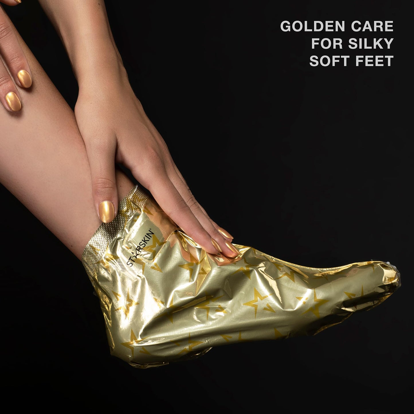 STARSKIN VIP Gold Mask Foot (1 Piece), Softening Foot Mask for all Skin Types, Korean Skin Care, Hydrating and Moisturizing with Shea Butter and Rose Oil