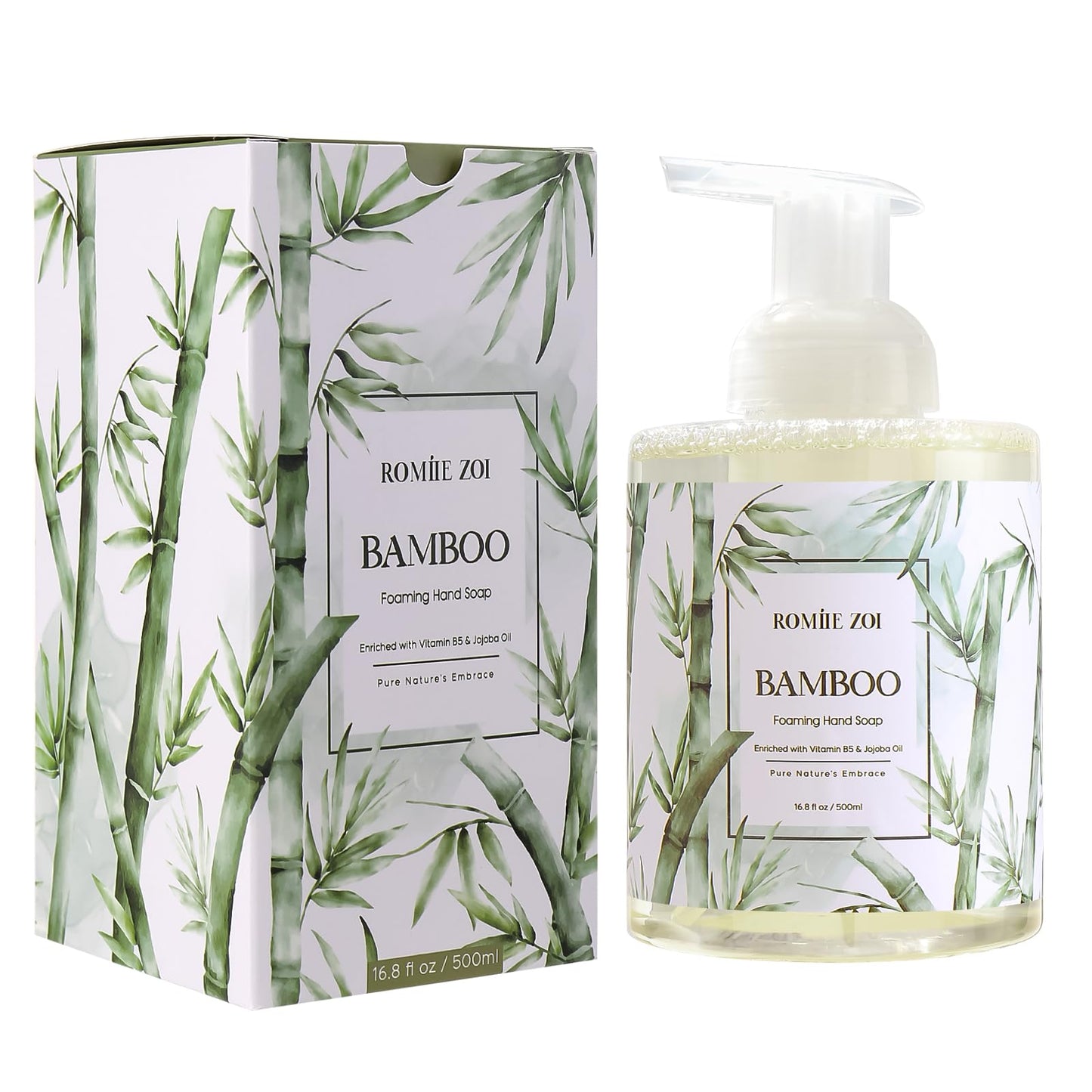 ROMIIE ZOI Foaming Hand Soap with Gift Box - Bamboo - Biodegradable Formula Moisture & Revitalize - 500ml/16.8oz