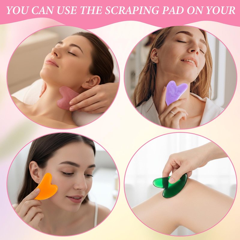 Tobeelec 48 Pcs Gua Sha Facial Tool Resin Gua Sha Massage Tool Heart Shaped Guasha Stone Guasha Board for Face Body Skin Massage Spa Acupuncture Prevent Wrinkles (Multi Colors)