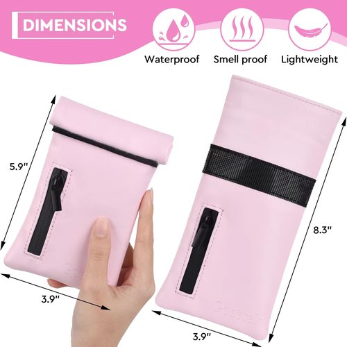 Gosstek Pocket Size Storage Bag with 3 Small Accessories, PU Leather Storage Case and Great Gift for Women, Portable Pocket Pouch for Home and Travel (Pink Set)