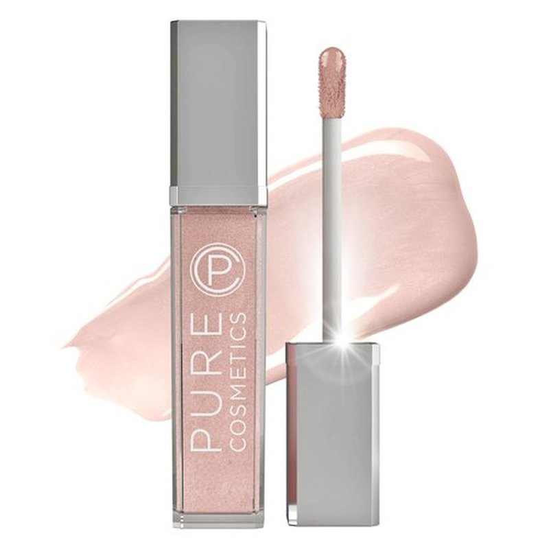 Pure Cosmetics Pure Illumination Lip Gloss - LED-lit Applicator w/Side Mirror - Non-Sticky, Moisturizing & Hydrating Lip Glosses - Soothes & Protects Dry Chapped Lips (Nude Beach)