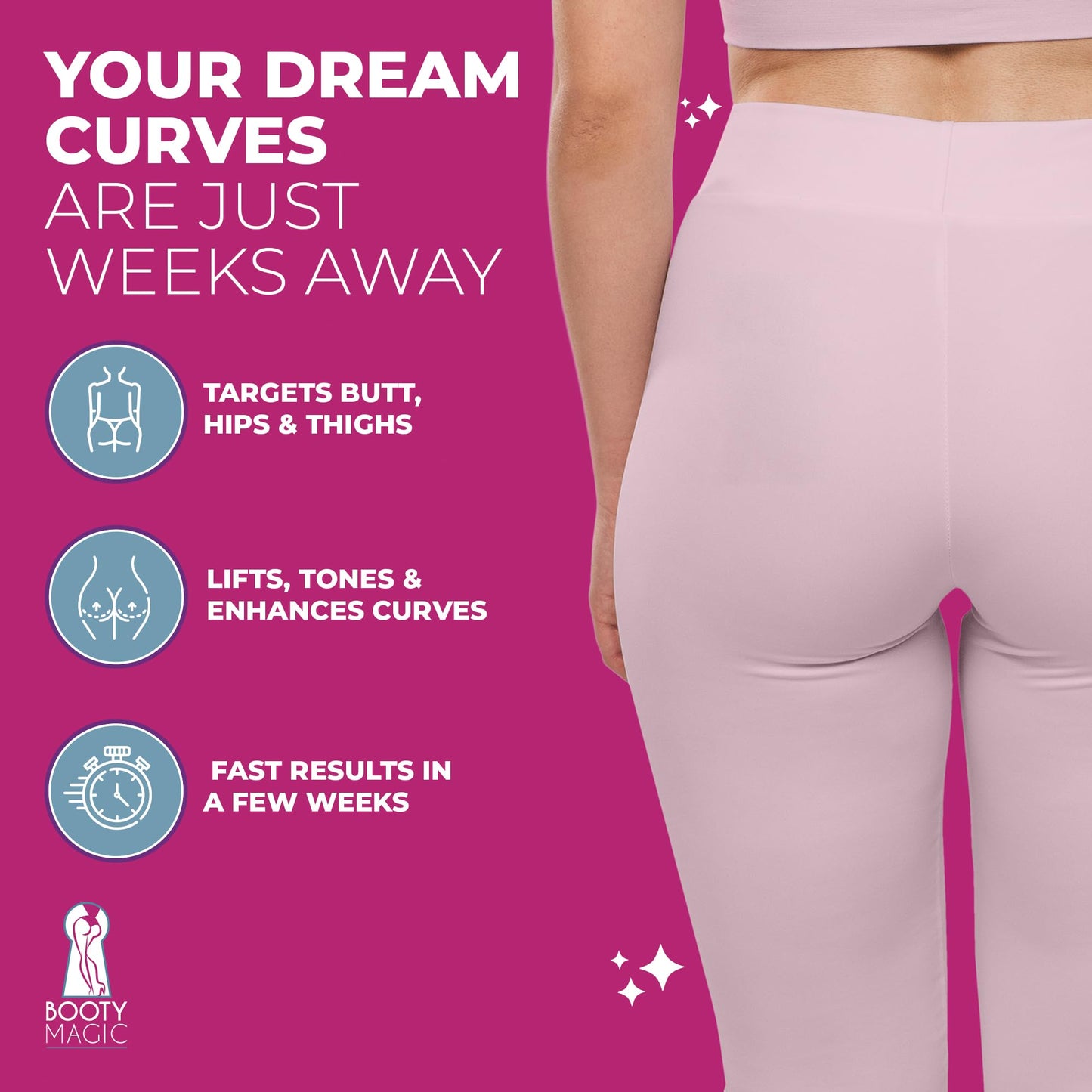 Booty Magic Butt Enhancement Pills - 2 Months Supply of Booty Pills, Bum Pills for Bigger, Rounder, Volumized Butt with Maca Root Extract, Fenugreek Extract
