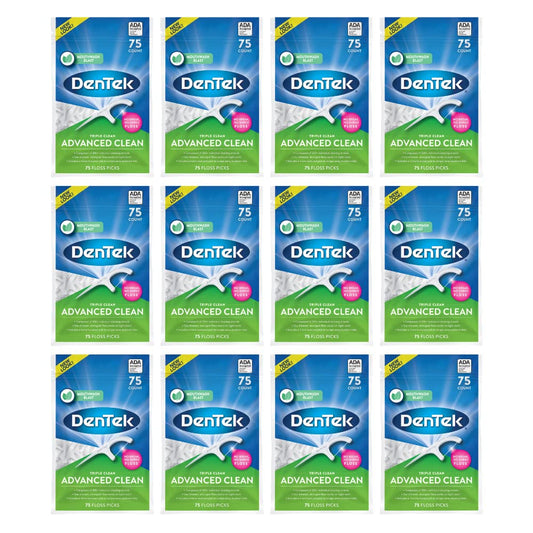 DenTek Triple Advanced Clean Mouthwash Blast Floss Picks, 75 Count, (Pack of 12)
