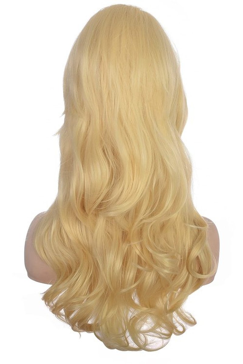 AMZCOS Women Blonde Beehive Wig Long Curly Wavy Bouffant Heat Resistant Synthetic Hair wigs for Womens Vintage Costume Cosplay Halloween Party