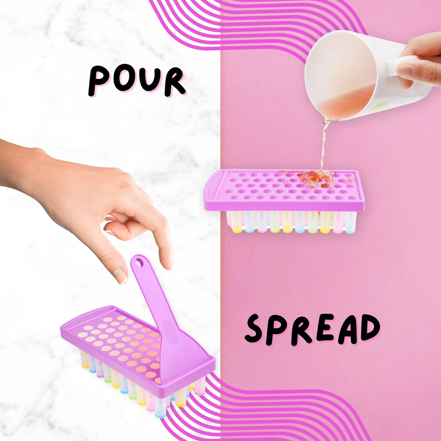 Kare & Kind Lip Balm Filling Tray and Spatula Set (2 Pack) – DIY Chapstick Mold Kit for 50 Standard 0.15 oz Containers, Reusable Heat-Resistant Cosmetic Making Tool