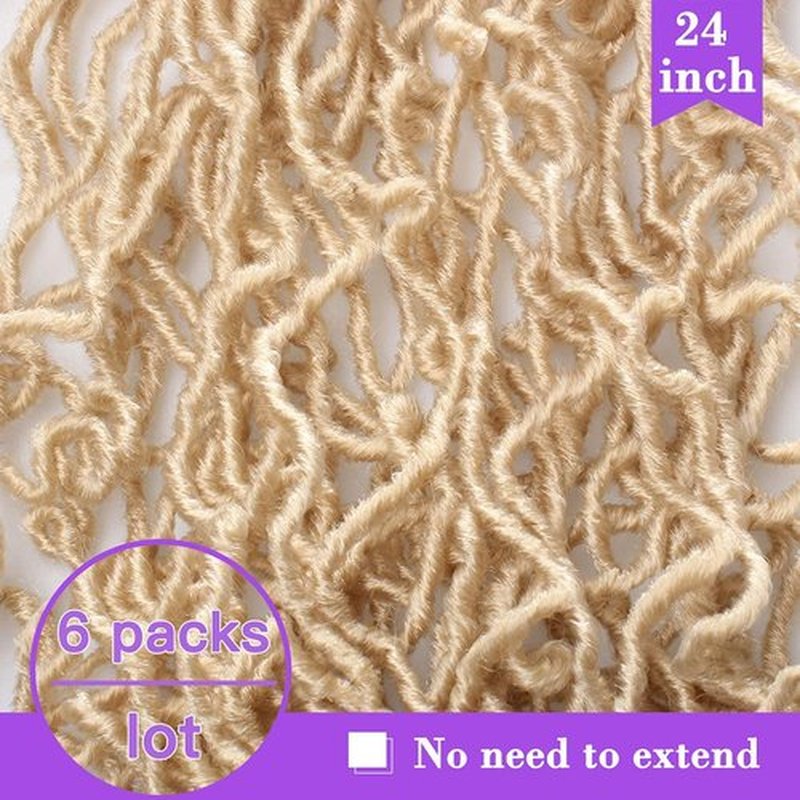 ZRQ 24 Inch 613 Soft Locs Blonde Faux Locs Crochet Braids Hair,6 Packs Pre-looped Blonde Goddess Locs Afro Roots 613 FauxLoc Dreadlocks Extended Soft loc For Woman 613#