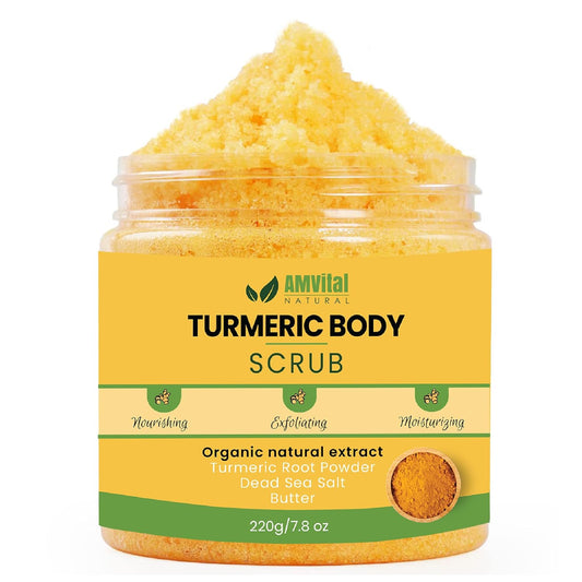 Turmeric Body Scrub - Handmade Natural Exfoliating Scrub for Body, Face & Hands | 7.8oz, All Skin Types