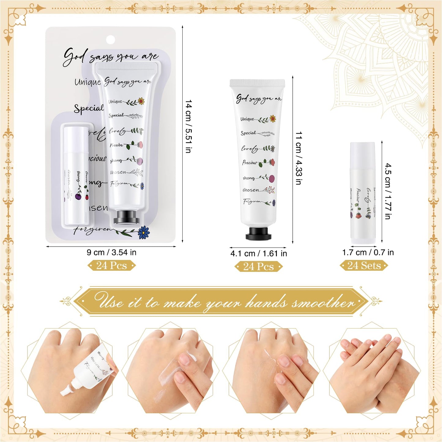 Leelosp Christian Religious Gifts for Women - God Says You Are - Mini Hand Cream and Lip Balm Birthday Gift for Women Sister Friend Daughter Mom Grandma Female Coworker (Fresh Color,24 Packs)