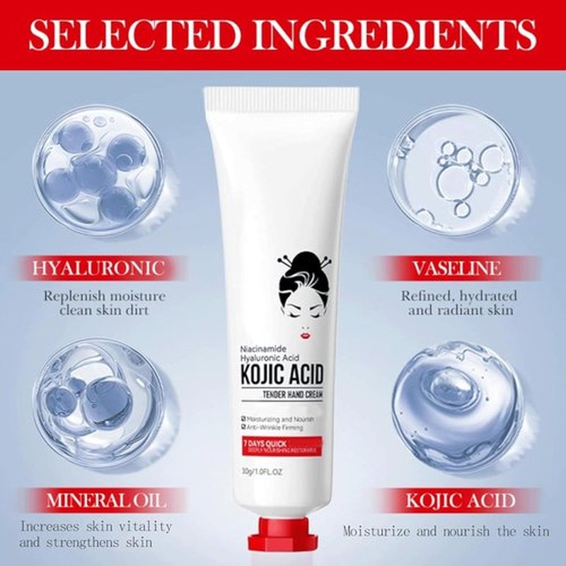 Sadoer Kojic Acid Hand Cream,Kojic Acid Hand Cream,Sadoer Kojic Acid Cream,Kojic Acid Face Cream (Hand+Face Cream, 30g)