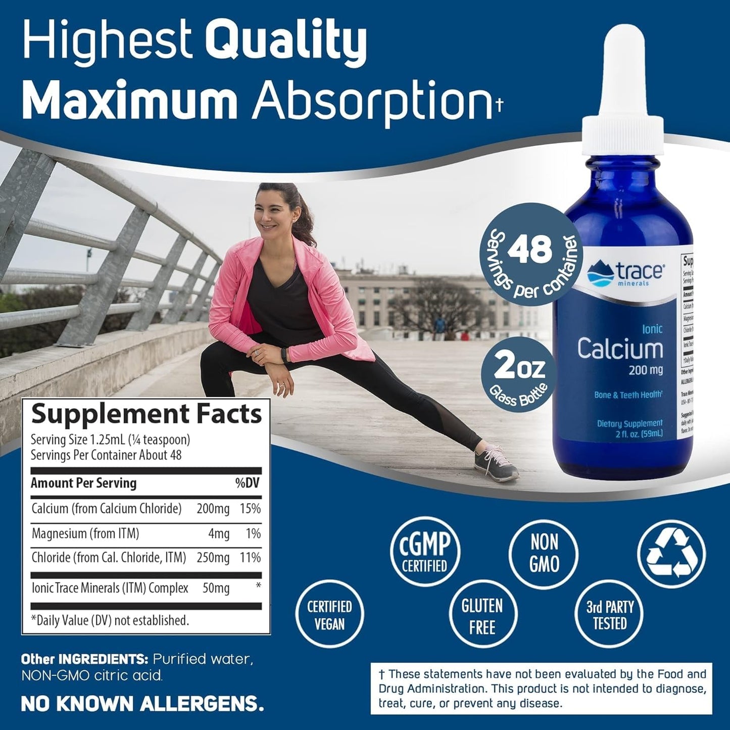 Trace Minerals Liquid Ionic Calcium Supplement, 200mg, 59ml, 2 fl oz