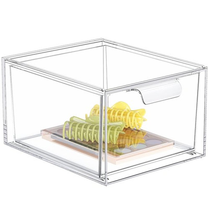 SpaceHacks Stackable Makeup Organizer and Storage, Acrylic Organizers，Clear Plastic Storage Drawer with Handles for Vanity, Undersink, Kitchen Cabinets, Pantry