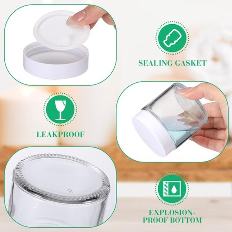 Norme 24 Pcs 4 oz Glass Jars with Lids Leakproof Round Airtight Jars Empty Cosmetic Jars with Inner Liners Lid for Storing Lotions Powder Ointments Candle Making (White,Clear)
