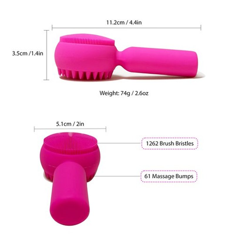 2 PC Silicone Facial Cleansing Brush 2 in 1 Facial Scrubber Manual Exfoliating Facial Brush Face Cleanser Face Exfoliator Ultrafine Bristles for Sensitive Skin Easy to Clean Lather Well(Blue&Rosered)