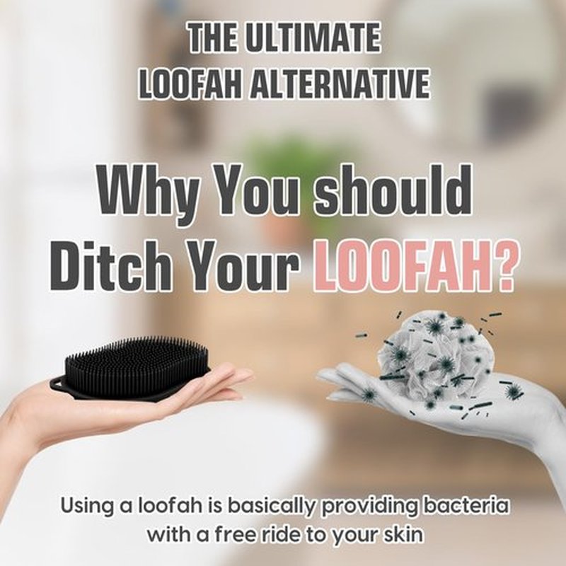 VWMYQ Silicone Body Scrubber Pro 2-in-1 Shower Scrubber for Body Care, Lathers Well, Silicone Loofah and Body Scrubber Exfoliator for Men and Women (Black, Body + Massage)