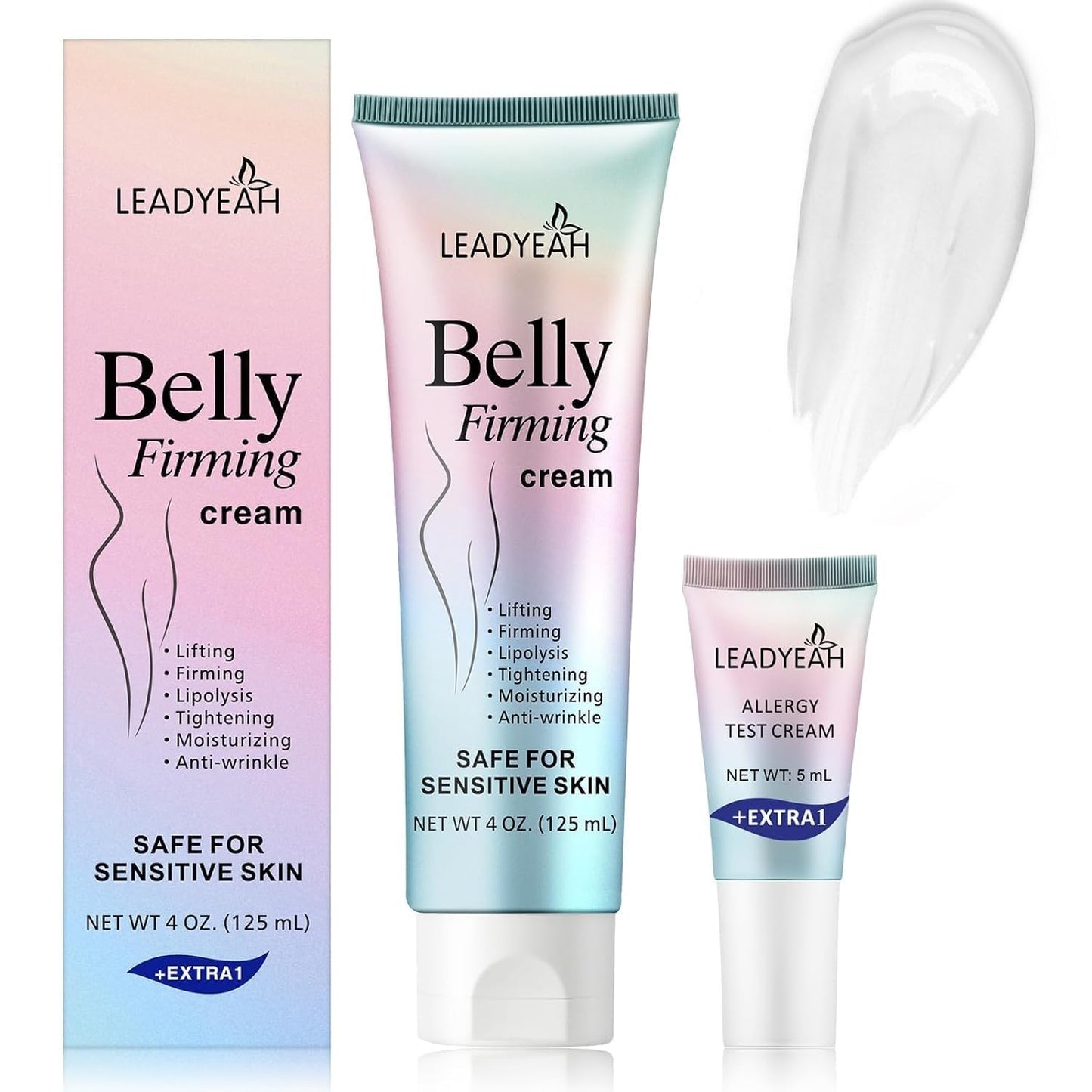 Leadyeah B Flat Belly Firming Cream - Moisturizing, Firming for Stomach, Thighs and Butt, Body Lotion for Women and Men, 125 ML