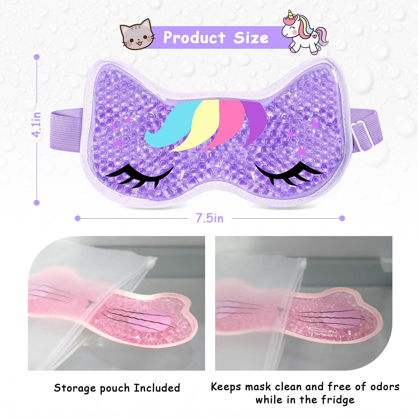 CONBELLA 2PCS Cooling Eye Mask Gel Eye Mask, Reusable Hot Cold Therapy Cold Eye Mask for Post Surgery, Puffiness, Dark Circles, Eye Bags, Dry Eyes,color:Pink Purple，number_of_items:2