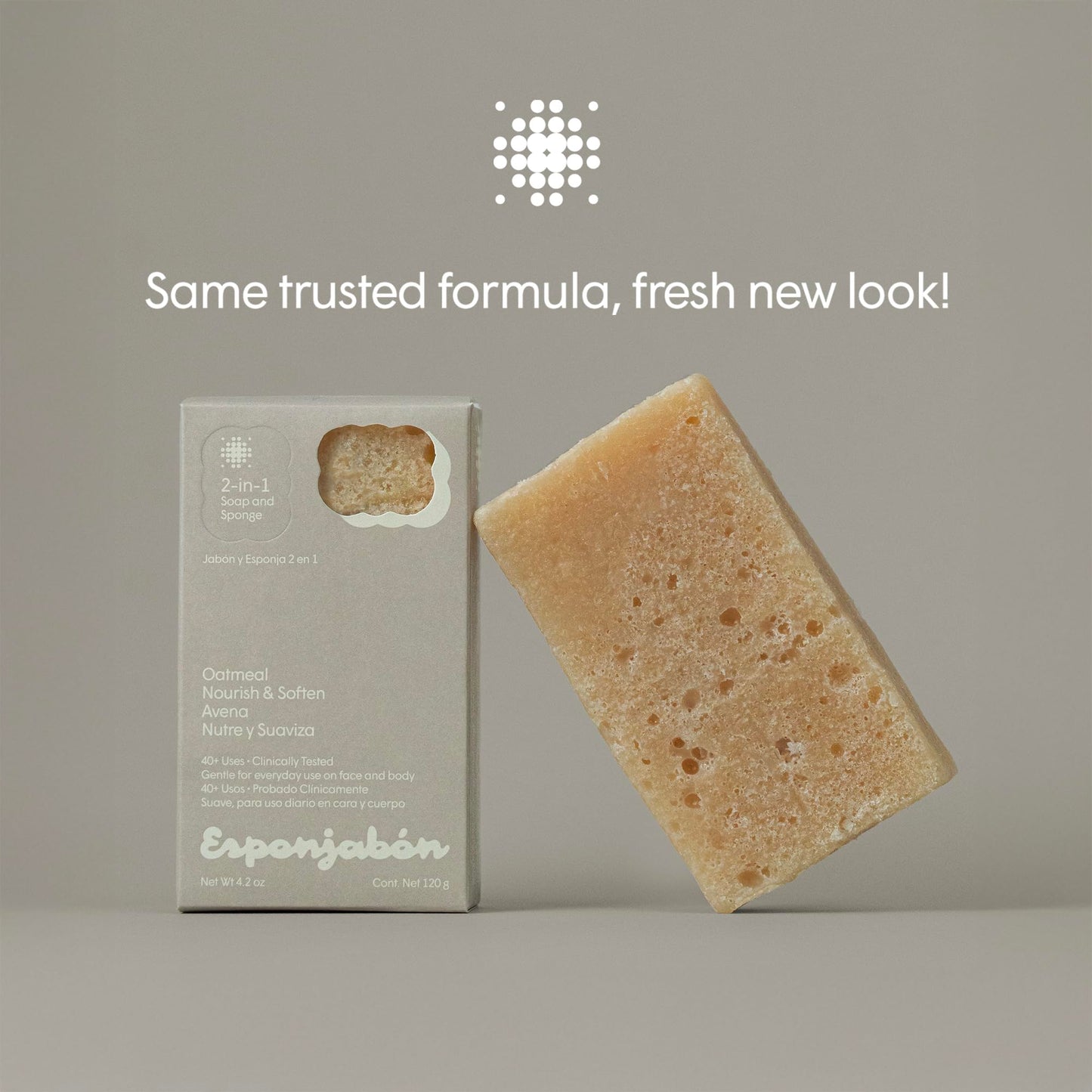 T.Taio Esponjabon Soap Sponge for Shower, Bath Wash Scrubber for Body, Foot and Face, Bathroom Accessory with Massage and Lather, Oatmeal Soap Sponge with Mini Soap Included