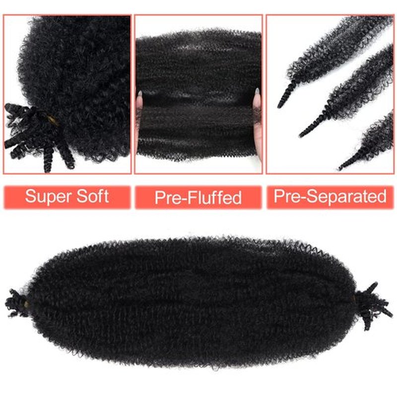 Marley Twist Braiding Hair 18 Inch Black 7 Packs Afro Twist Hair Pre Separated Spring Twist Hair Pre Fluffed Cuban Twist Hair Synthetic Wrapping Hair Extensions for Soft Locs (18",1B)