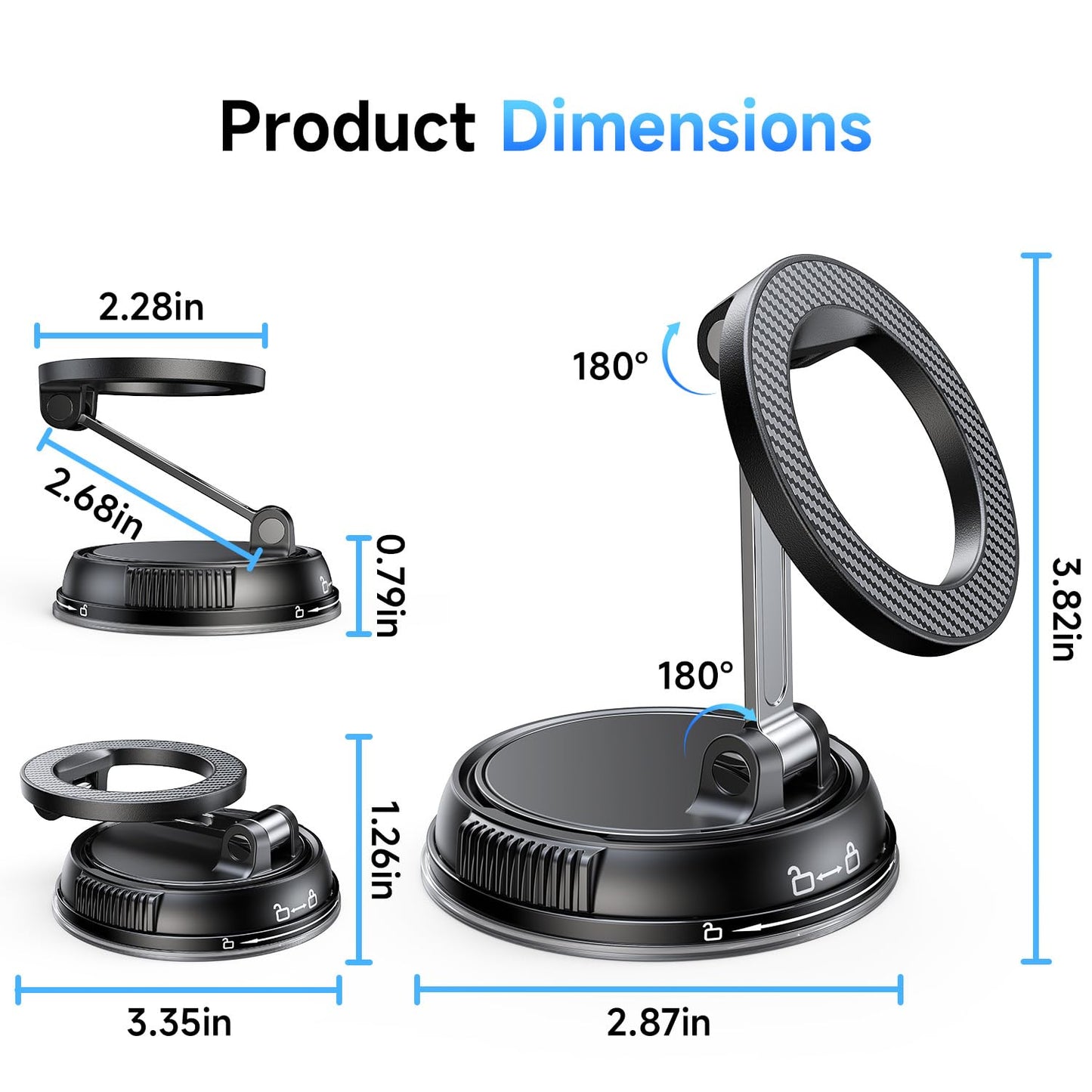 ANDERY Car Phone Holder for Magsafe [78+LBS Strongest Suction & 2400gf Strongest Magnetic] 360° Adjustable Car Phone Mount, Phone Holders for Your Car for iPhone 17-12 & All Phones, Father Gifts