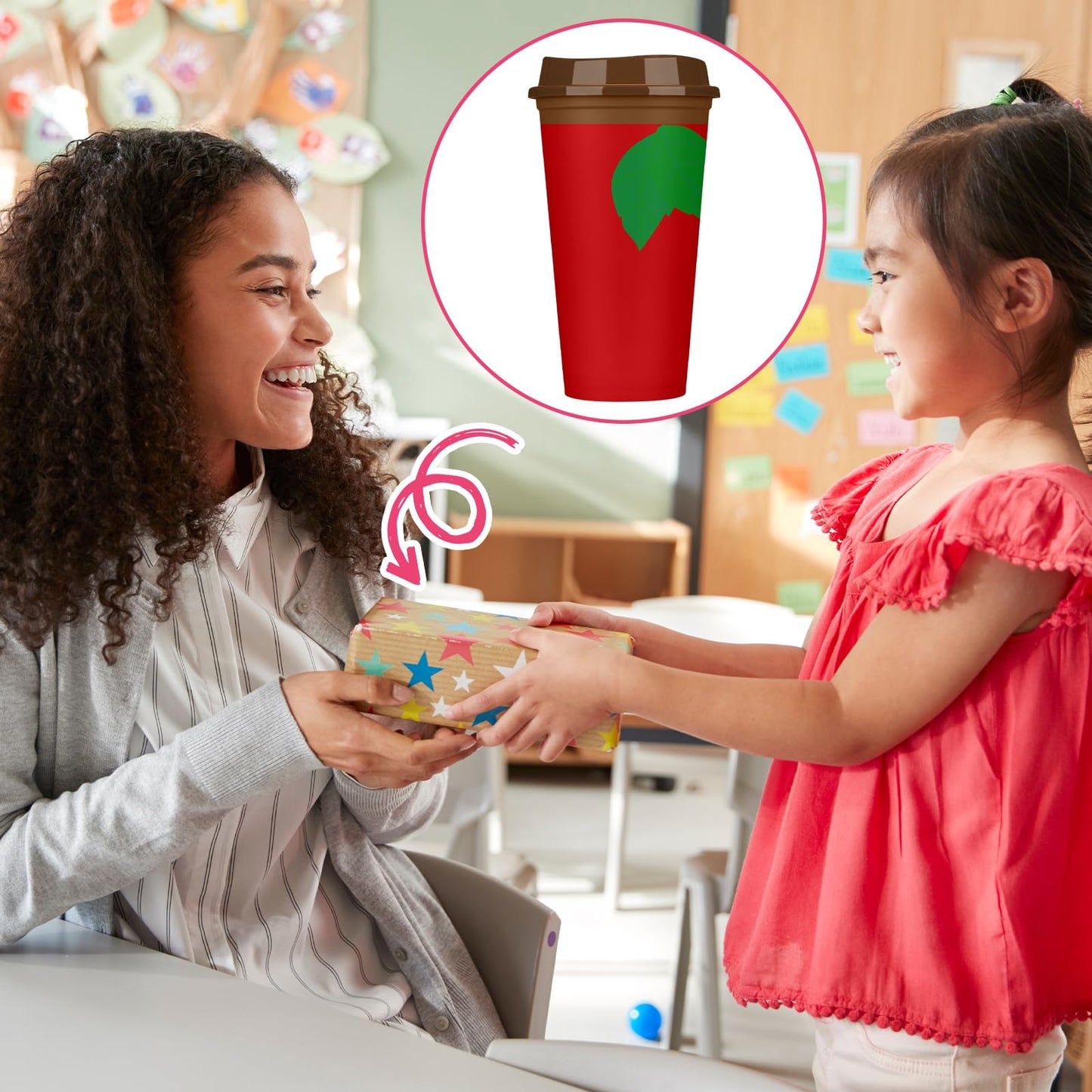 Skylety 12 Pcs Teacher Appreciation Gifts Teacher Gifts Bulk Back to School Teachers Deals Reusable Plastic Coffee Cup with Lid for First Day of School Party Decorations (Elegant)