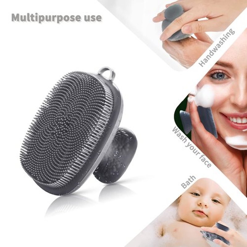 VWMYQ Face Scrubber Face Scrubber for Men Facial Cleansing Brush Silicone Face Wash Brush Manual Waterproof Cleansing Skin Care Face Brushes for Cleansing and Exfoliating (Gray)