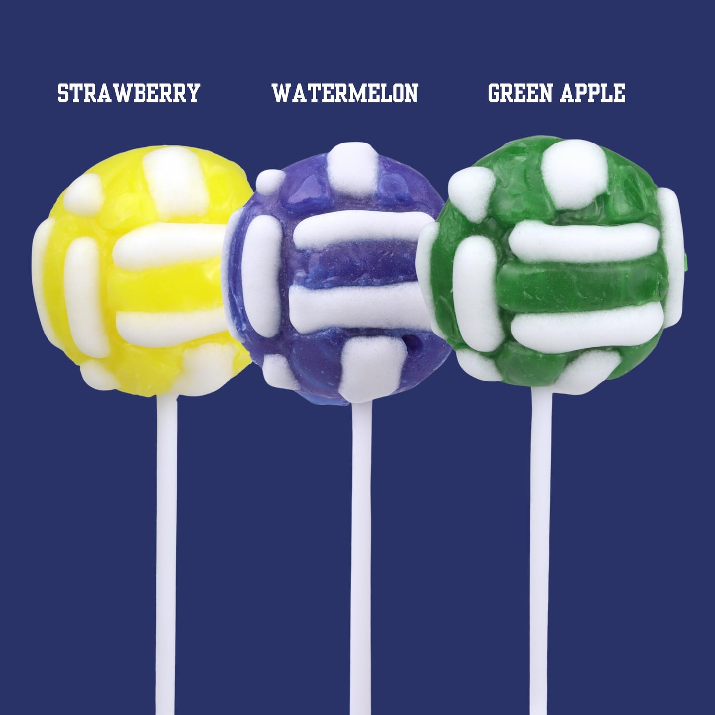 Volleyball Lollipops, 2D Suckers, Individually Wrapped Candy for End of Year Team Gifts Party Favors, Assorted Fruit Flavors, 24 Count