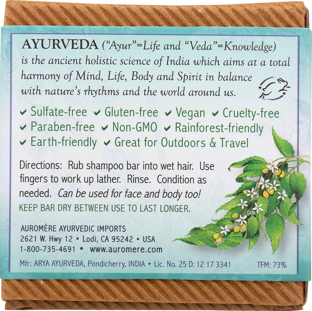 Auromere Ayurvedic Shampoo Bar - Eco Friendly, Handmade, Vegan, Cruelty Free, Natural, Non GMO, All in One Bar for Soap and Shampoo (4.23 oz), 5 pack
