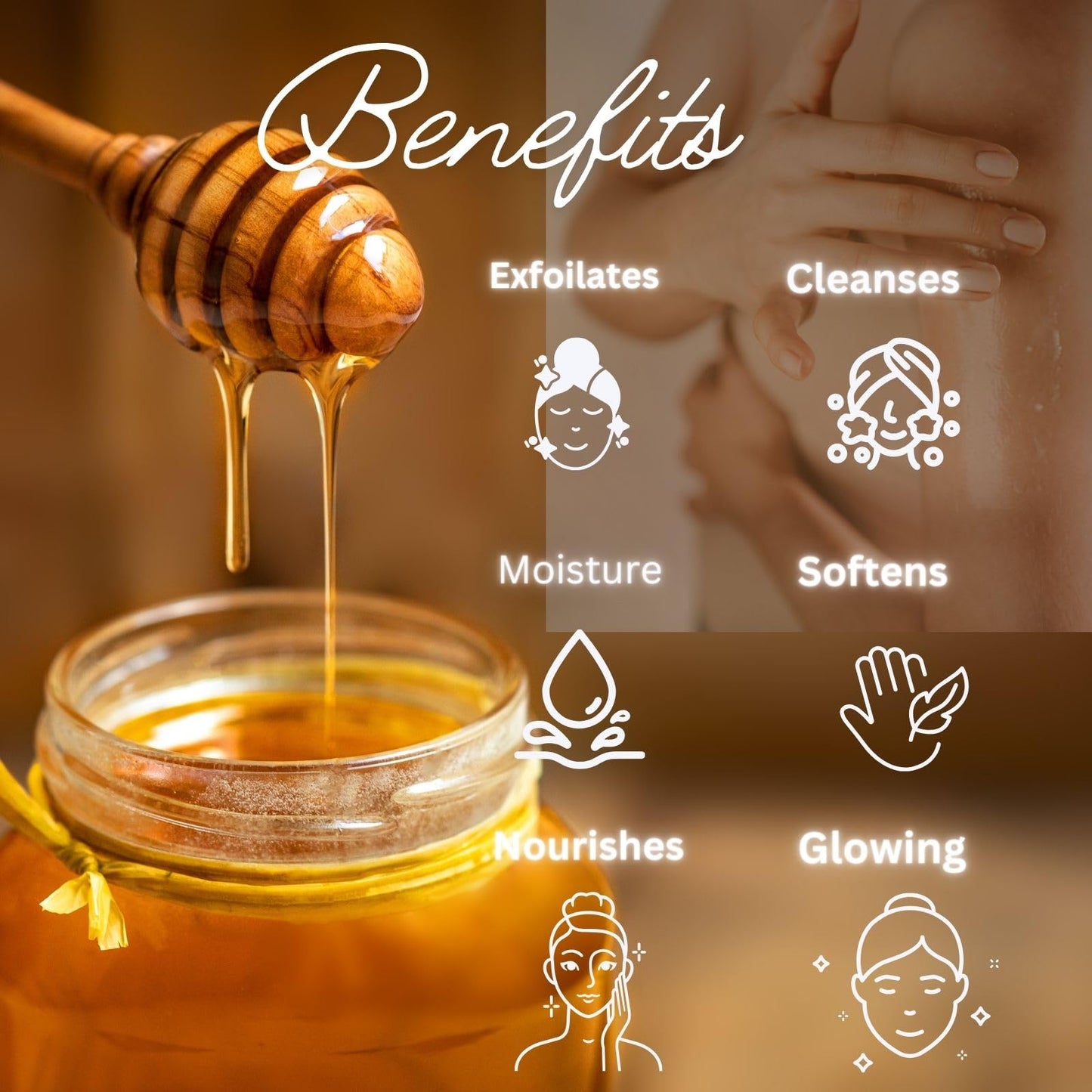 Nielies Honey Body Scrubs 18 Oz-Almond Body Scrub, Exfoliating Body Scrub with Sea Salt, Argan Oil and Vitamic C-Sugar Scrub for Body, Face-Body Scrubs for Women(Honey)