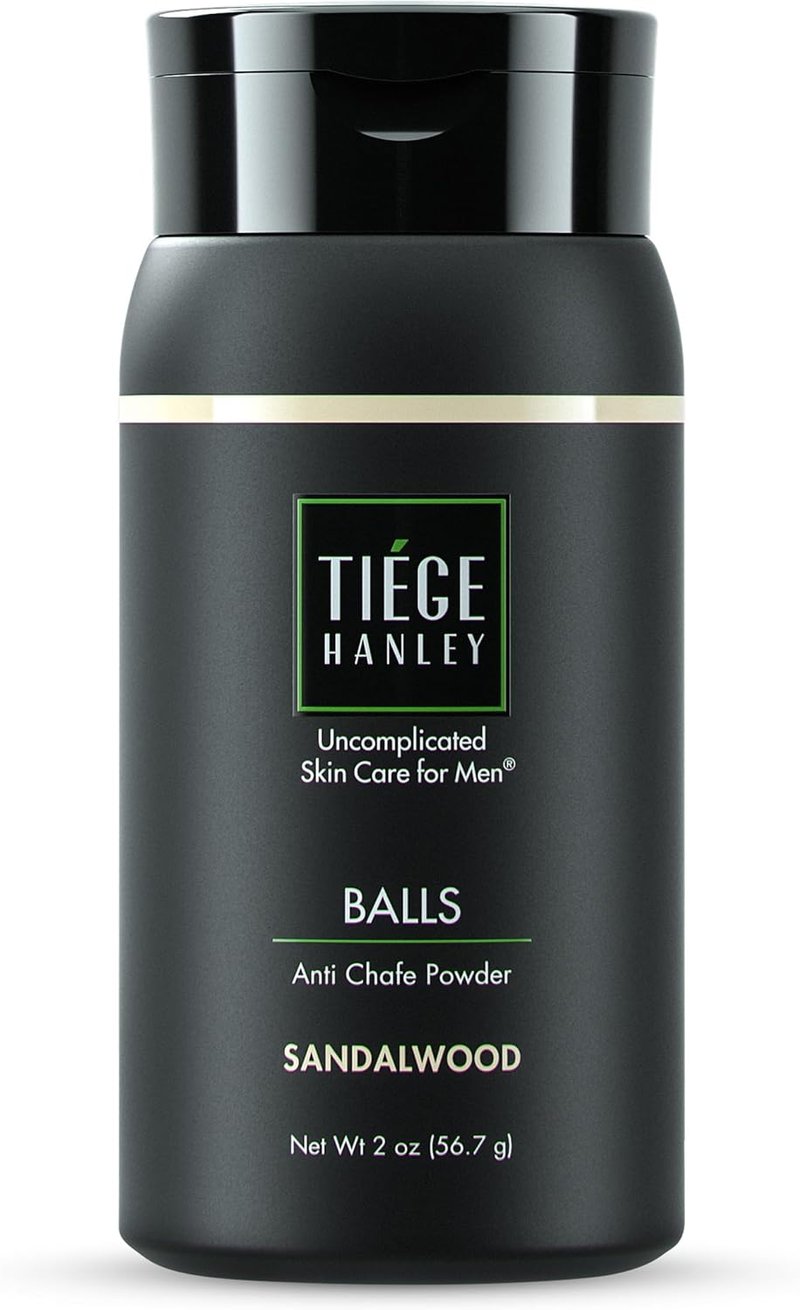 Tiege Hanley Anti-Chafe Powder for Men - Cooling Body Powder Deodorant | Sandalwood Scent, 2 Oz