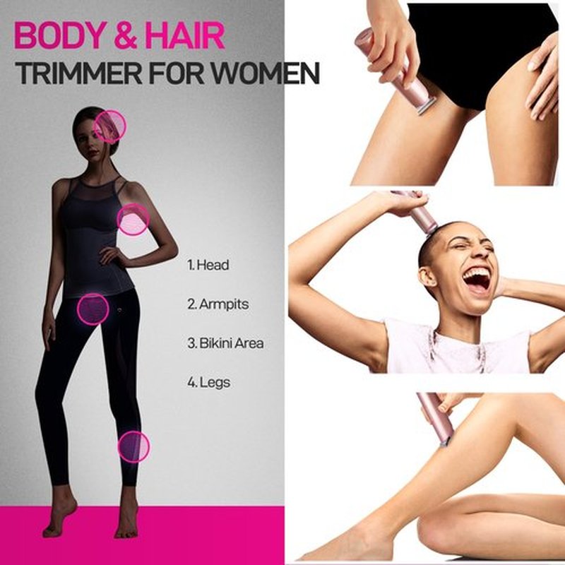 PRITECH Bikini Trimmer for Women, Waterproof Pubic Hair Trimmer Women for Wet & Dry Use, Electric Shaver for Women, Women Electric Razor with Standing Recharge Dock