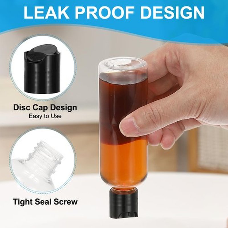 PATIKIL Travel Bottles with Disc Cap, 6 Pcs 3.4 Oz(100ml) Leak Proof Refillable Empty Dispenser Container Squeeze Bottle for Shampoo Toiletries Lotion Cream, Clear