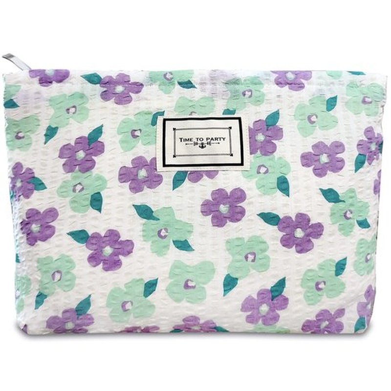 STARDW Cosmetic Bags for Women Flower Makeup Bag Cute Cosmetic Bag Travel Toiletry Bag Large Capacity Canvas Makeup Organizer Bag Zipper Pouch (Purple Flowers)