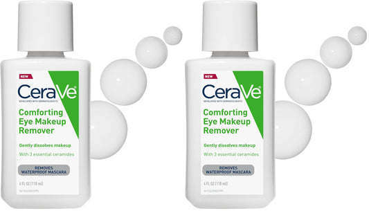 CeraVe Eye Makeup Remover with Hyaluronic Acid and Ceramides,Waterproof,Non-Comedogenic,Fragrance Free,Non-Greasy & Ophthalmologist Tested,4 Ounces,(Pack of 2)