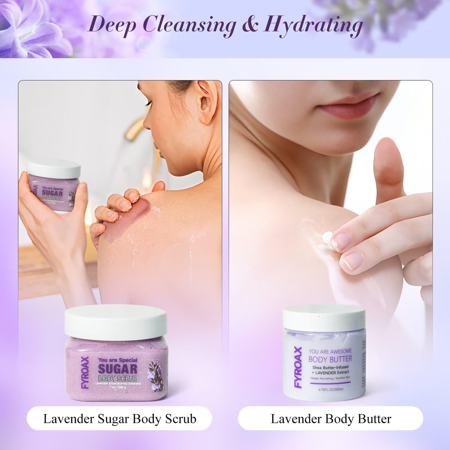 Spa Gifts for Women 7 Pcs Home Spa Kit Lavender Bath Set,Spa Gift Baskets Self Care Gifts Spa Gifts for Women Birthday,Mothers Day Basket Easter Christmas Bath Set