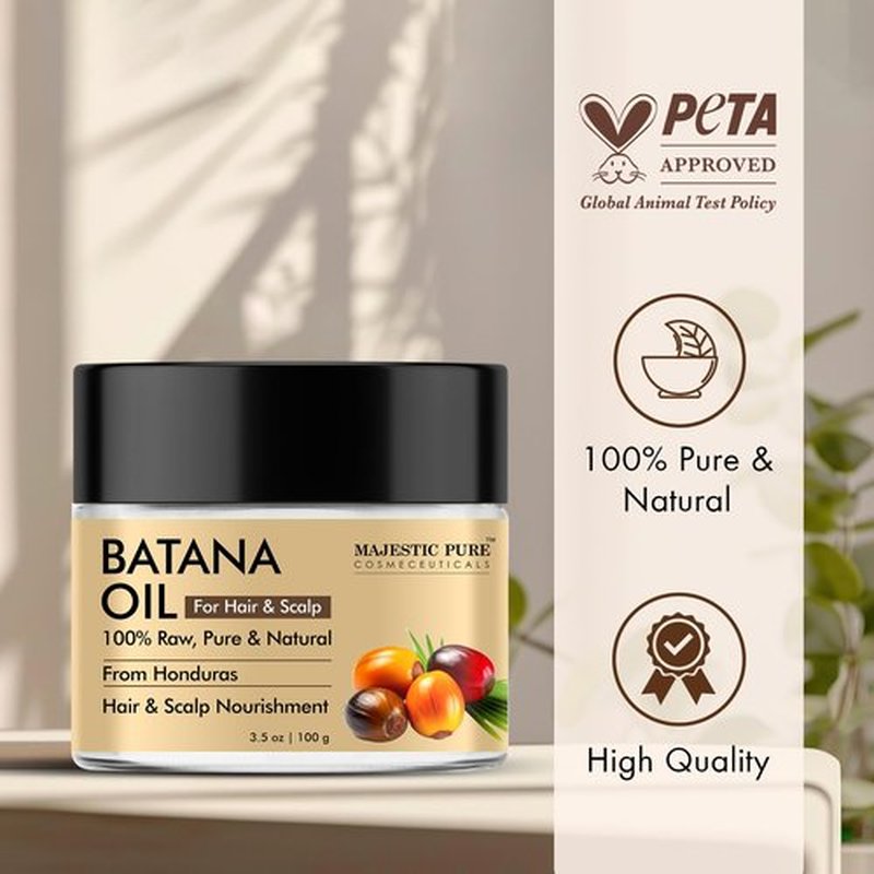 Majestic Pure Batana Butter for Hair & Scalp Nourishment, Strengthening, Nourishing, Voluminizing - Non GMO Verified, 3.5 Oz